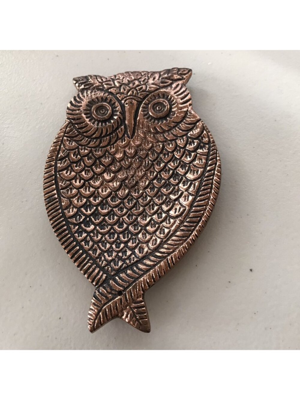 Owl Trinket Dish Copper Fall Decor Bird Farmhouse Footed Metal Kitsch Forest Art